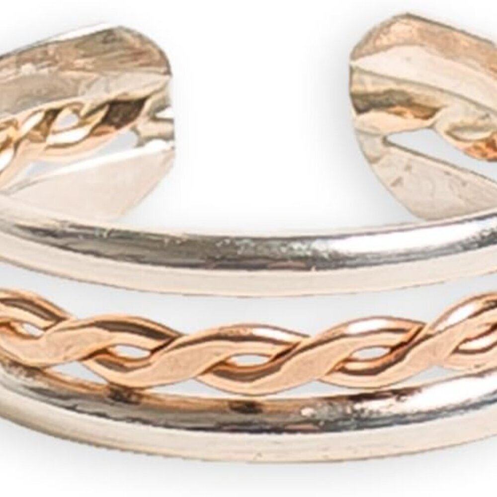 Versatile Two-Tone Braid Stack Toe Ring - Perfect… - image 1